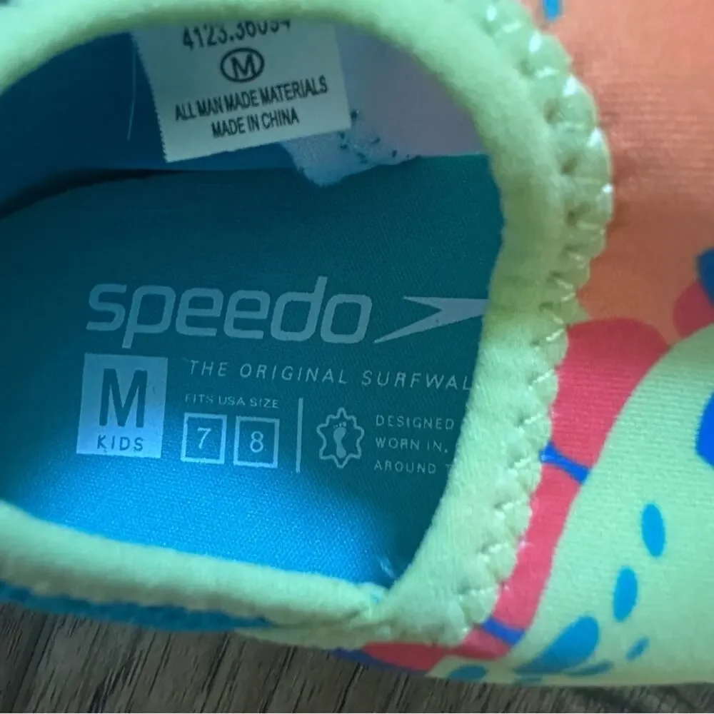 NEW!! Speedo Kids Water Shoes, Orange and Blue, Dinosaur, Size 7/8